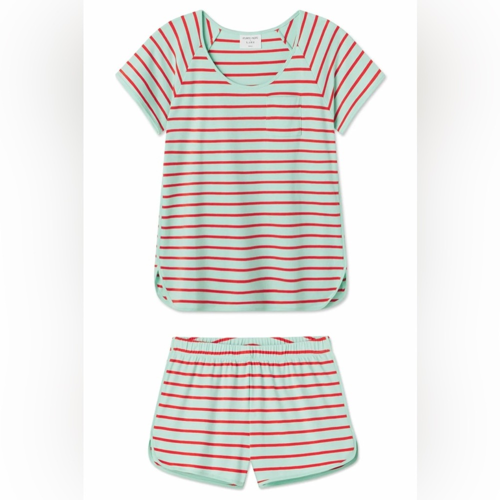 LAKE Pajamas Red and Green Striped Pajamas for Cozy Sleep